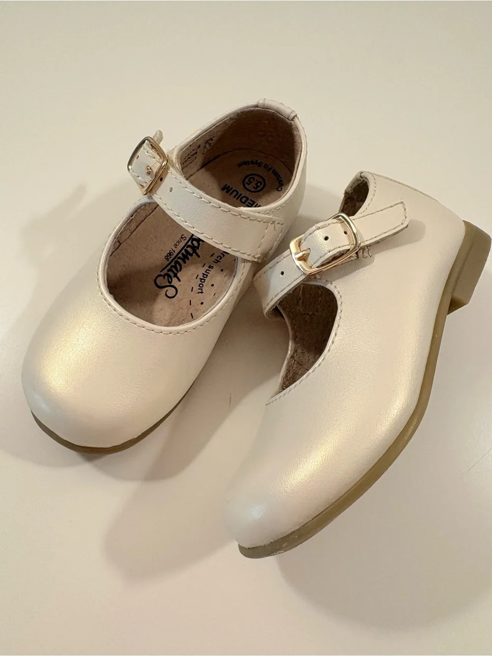 Footmates “Laura” Mary Jane Dress Shoes in Pearl White (heirloom color)